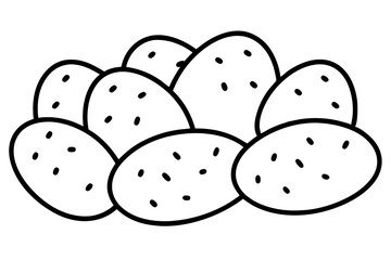 Minimalist Potato Icon Set - 6 Line Art Vector Illustrations