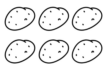 Minimalist Potato Icon Set - 6 Line Art Vector Illustrations