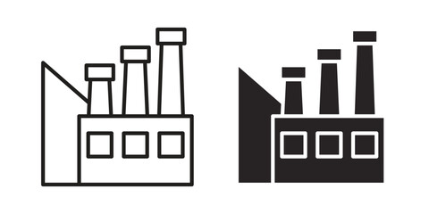 Factory icon, outline vector sign, linear and solid style pictogram isolated on white.