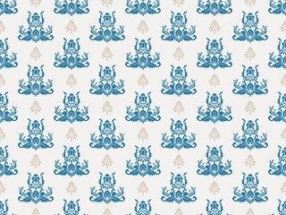 Seamless Damask Pattern Elements Vector Blue Luxury Victorian Seamless Texture For Wallpaper Textile Wrapping Template Baroque Vintage Floral