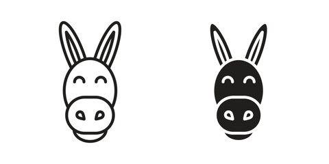 Donkey icon, outline vector sign, linear and solid style pictogram isolated on white.