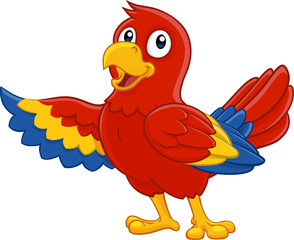 A parrot red macaw bird cute happy cartoon wildlife mascot