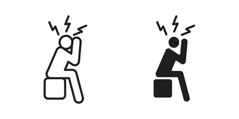 Depression icon, outline vector sign, linear and solid style pictogram isolated on white.