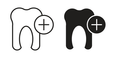 Dental insurance icon, outline vector sign, linear and solid style pictogram isolated on white.
