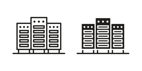 Data center icon, outline vector sign, linear and solid style pictogram isolated on white.