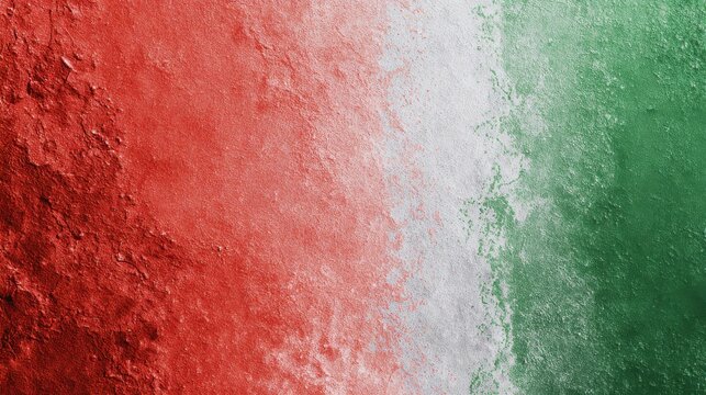 A 4K photo of italian flag colors, texture with gradient and grain, abstract background banner for product presentation with copy space, red white green.