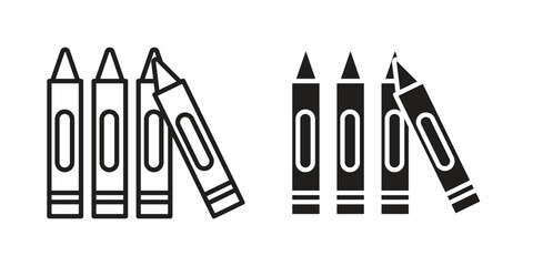 Crayon icon, outline vector sign, linear and solid style pictogram isolated on white.