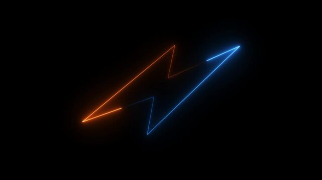 Glowing neon blue charging icon Electric Teal Lightning Bolt with Whimsical Dimension and Glow Effect on a black background.
