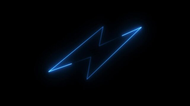 Glowing neon blue charging icon Electric Teal Lightning Bolt with Whimsical Dimension and Glow Effect.