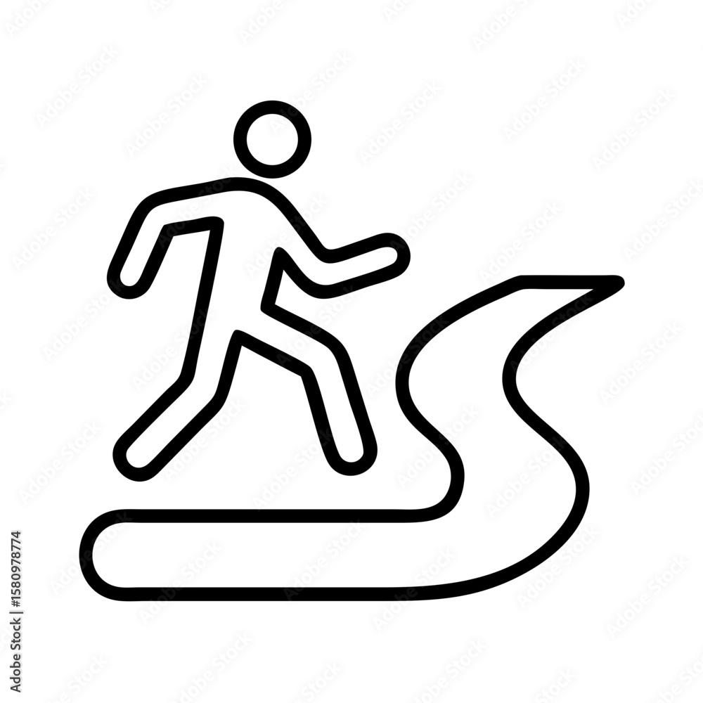 Poster man walking path icon vector illustration simple outline design for web and print purposes