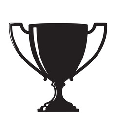 Trophy cup silhouette in black and white, vector illustration.