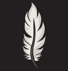 Obraz premium Elegant Feather Illustration – Minimalist White Quill on Black Background