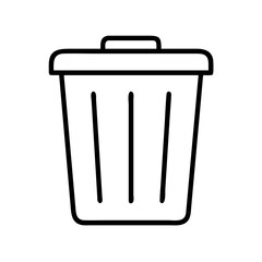 Trash can icon vector illustration, simple outline garbage bin for waste management and recycling