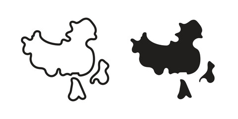 China map icon, outline vector sign, linear and solid style pictogram isolated on white.