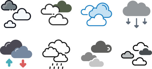 Colorful Cloud Icons Set for Web and UI Design. 