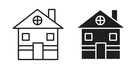 Chalet icon, outline vector sign, linear and solid style pictogram isolated on white.