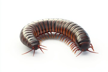 Obraz premium Millipede undulating forward 3d render cartoon character on white background