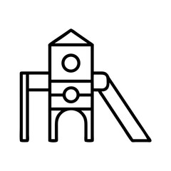 Outline playground equipment kids slide outdoor play area recreation fun park activity vector illustration