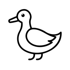Duck drawing vector illustration, simple outline duck clip art for kids and beginners art class