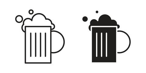 Beer icon, outline vector sign, linear and solid style pictogram isolated on white.