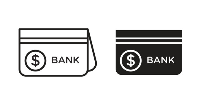 Bankbook icon, outline vector sign, linear and solid style pictogram isolated on white.