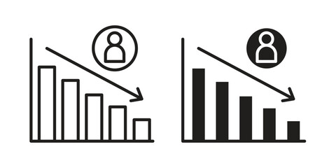 Attrition icon, outline vector sign, linear and solid style pictogram isolated on white.