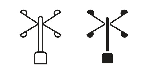 Anemometer icon, outline vector sign, linear and solid style pictogram isolated on white.