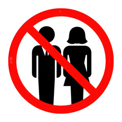 No entry for people or couples prohibition sign