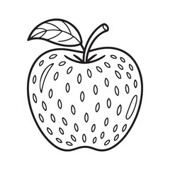 Apple Vector Illustration – Black and White Fruit Drawing for Coloring Page