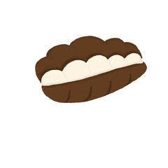 Cartoon Chocolate Bun with Cream Filling – Flat Bakery Food Illustration