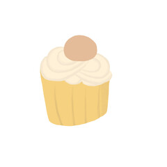 Cupcake with Frosting and Topping – Cute Hand Drawn Dessert Illustration