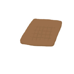 Square Chocolate Cookie with Crisscross Pattern – Cartoon Style