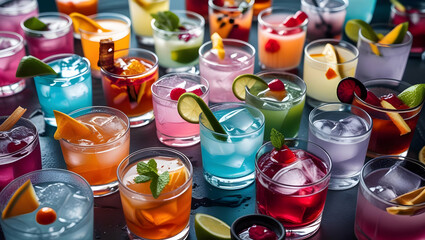 a lot of colorful bottles