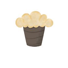 Cute Muffin with Puffy Topping &ndash; Hand Drawn Dessert Illustration