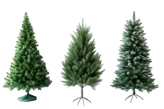 Comparison of three types of artificial christmas trees