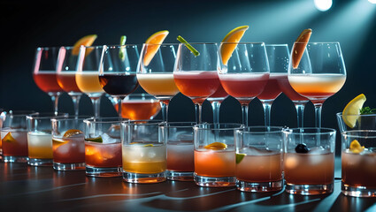 wine glasses on a bar counter