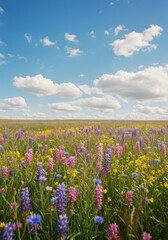 Vibrant Wildflower Meadow Under a Blue Sky