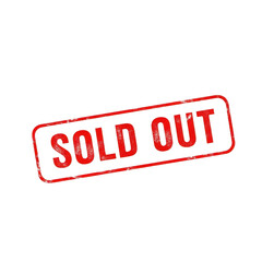 Red grunge sold out stamp with textured letters on black background