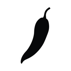 Single black silhouette of a chili pepper against white conveys simplicity and spice