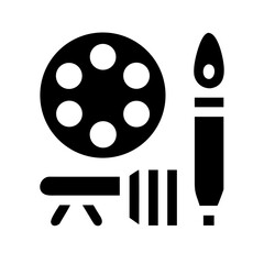 Art & design icons paintbrush, palette, pen, easel.