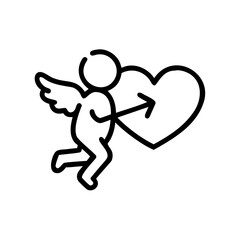 Cupid Icon Graphic Arrow Piercing Heart Design for Love and Valentine's Day Messages and Projects, Perfect for Romance and Affection Related Concepts