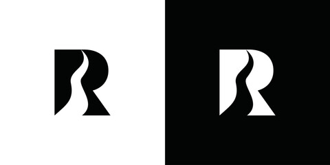 simple vector initial letter r and river logo