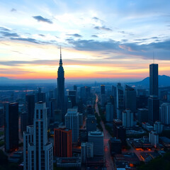 Taiwan skyline Beautiful cityscape at sunset in Taipei