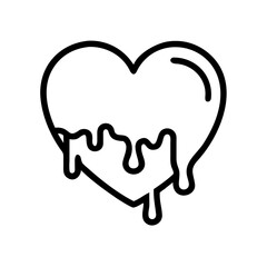 Melting Heart Icon Symbolizing Overwhelming Emotion and Vulnerability, Isolated Design Element for Emotional Expression and Design Projects