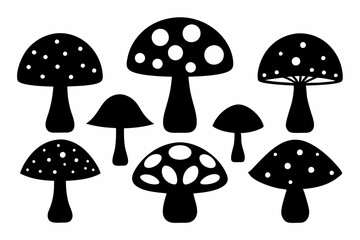 Mushroom Icon Bundle - 6 Silhouettes in Black Vector