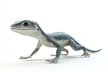 Obraz premium Monitor lizard chasing prey 3d cartoon character on white background