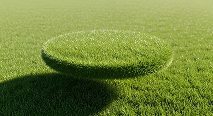 A unique, floating green grass ring set against a clear, expansive blue sky. This innovative natural form offers a fresh and organic visual element for creative design project