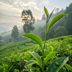 green tea bud and leaves green tea plantations in