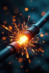 High-Voltage Electrical Cable Sparks Close-up of Dangerous Arc Flash at Power Plant