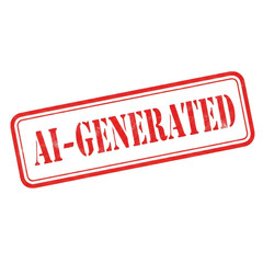 Red stamp declaring content as ai generated with distressed texture